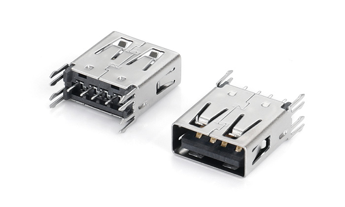 USB 2.0 AF 180度直插式雙魚叉無唇邊(H14.45) UEF04T-11TN-A3RP1