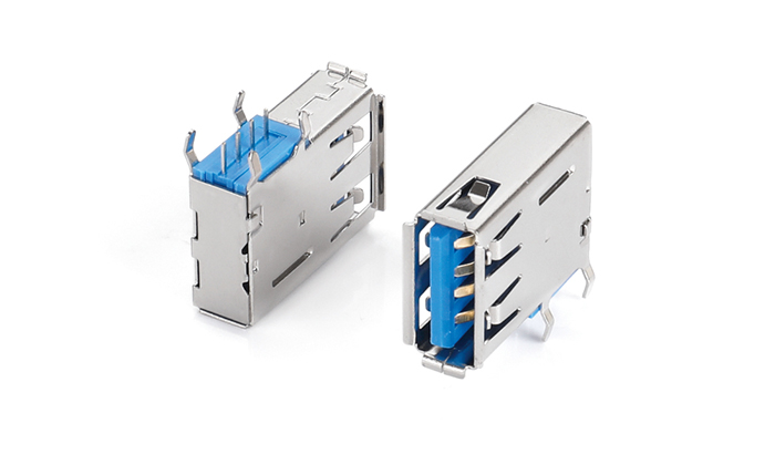 USB2.0 AF 90度側(cè)插PBT藍色銅殼 UFF04L-23BN-A11P2
