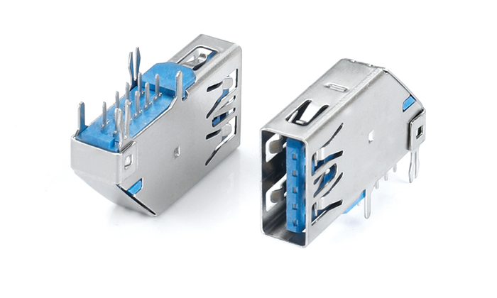 USB3.0 AF 90度側(cè)插藍色DIP(魚叉腳2.8mm) UKF09L-13AN-18P0