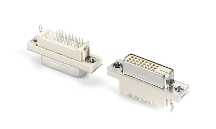DVI24+1 180度魚叉式米黃色鉚合，魚叉2.34中心距26.9（H10.5) VGF25T-28SN-B11P0