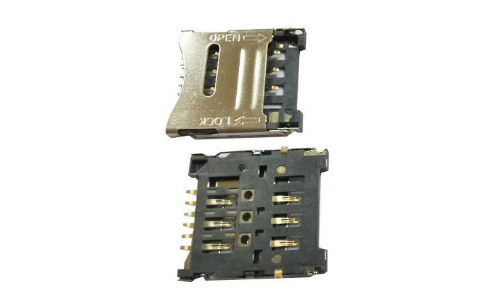 Sim6 Pin MicRo 掀蓋式金屬卡座